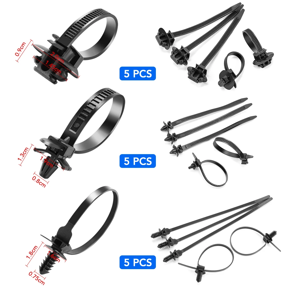 25Pcs Car Tie Wrap Cable Fixed Fasteners Clips Car Cable Fastening Strap Wire Band Tie Wrap Zip Tie Auto Fastener