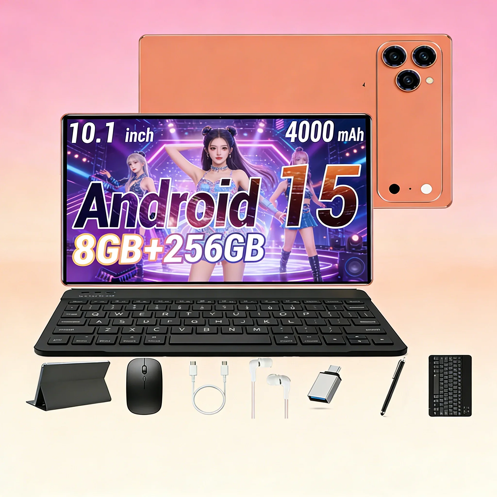 Tablet A17 Pro Max Pad 8GB/256GB de 10.1 pulgadas con batería de 4000mAh, sistema operativo Android, cámara dual, Bluetooth, WiFi, tablet para oficina.