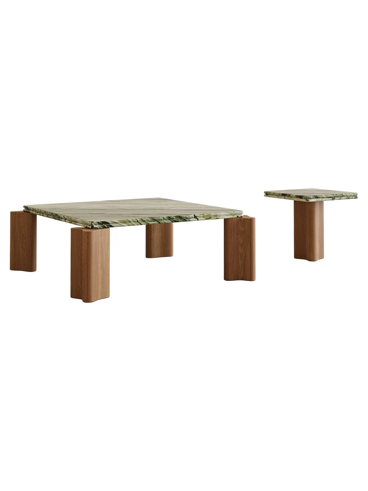 #Italian Style Square Coffee Table - Minimalist Luxury Marble TeaTable, Natural Stone Living Room Table, Modern Home Centerpiece