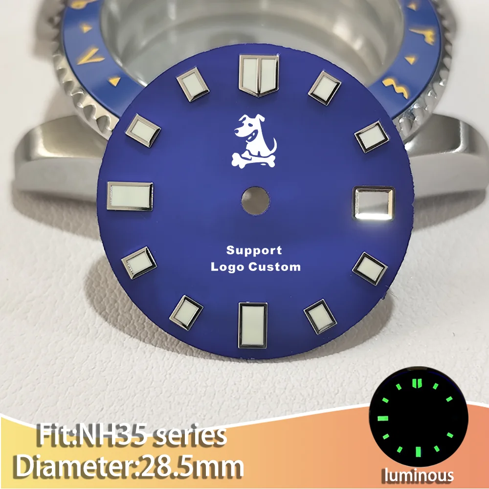 Può logo personalizzato 28,5 mm 29 mm quadrante calendario singolo/doppio per movimento dell'orologio N H35/NH36 orologi da uomo luminosi quadranti accessori