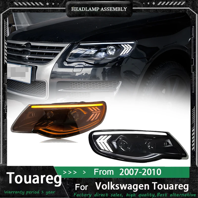 

2 PCS Head Lamp for VW Touareg LED Headlight 2007-2010 Headlights Touareg DRL Turn Signal High Beam Angel Eye Projector Lens