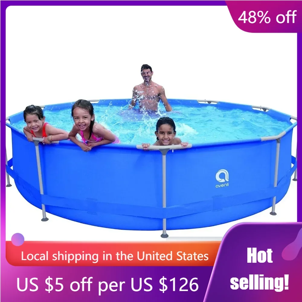 12ft x 30in Above Ground Swimming Pool,Outdoor Round Frame Steel Frame Pool for Backyard Garden Kids Family.Freight free