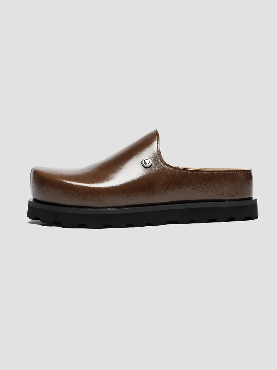 

Head-layer Cowhide Bow Slippers Burkan Shoes Heightened Brown Muller Shoes Men's Summer