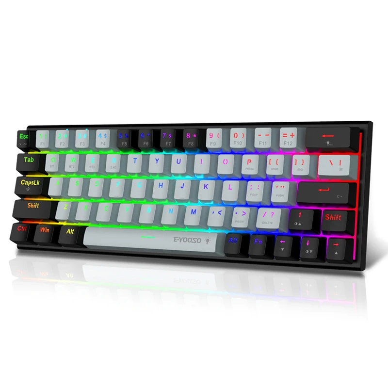 Imagem -05 - Teclas com Fio sem Fio Rgb Usb Mini Teclado Mecânico do Jogo Interruptor Vermelho Azul Mini Portátil pc Gamer Teclado Ergonômico 63