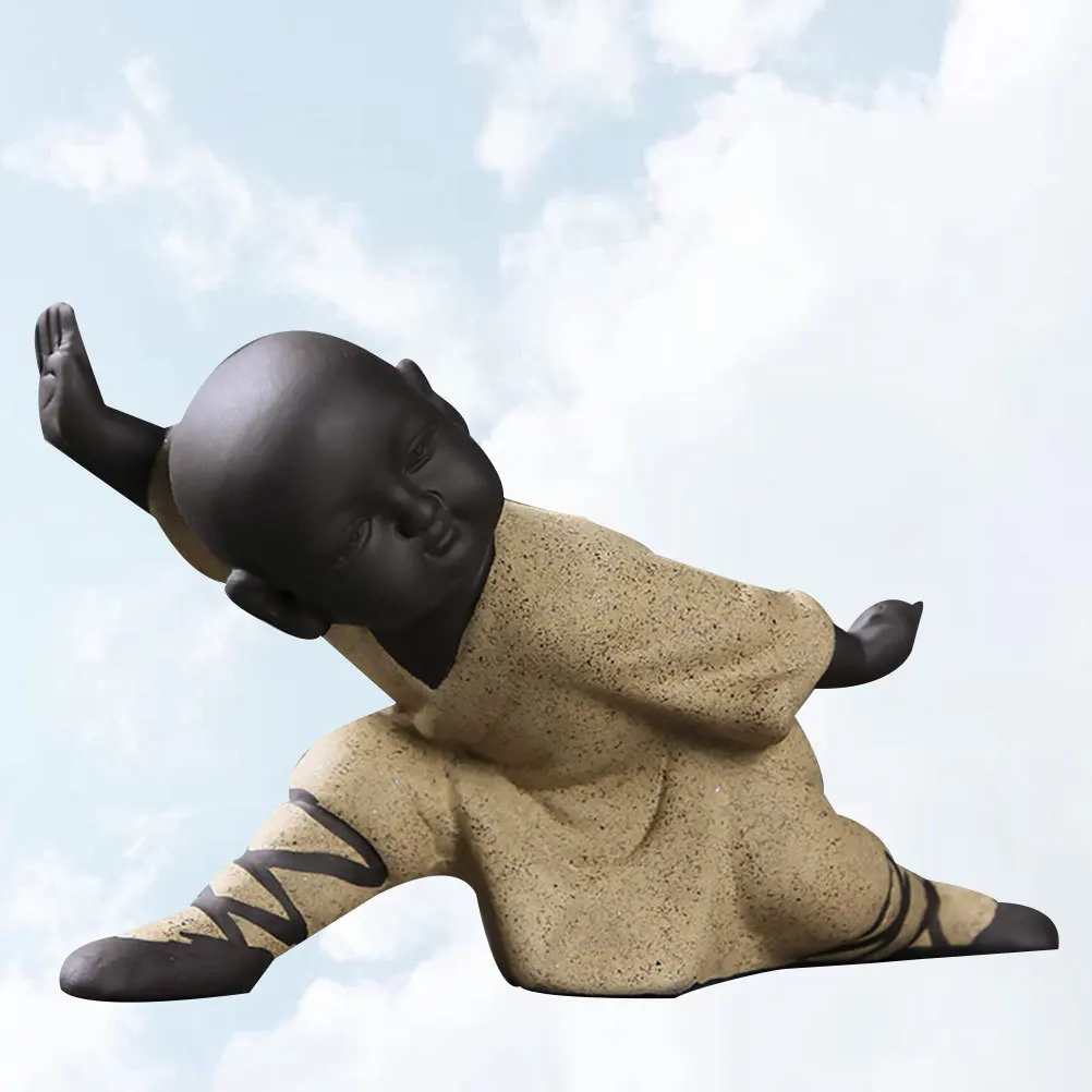 

Home Accessories Tea Pet Decor Monk Statue Table Decoration Desktop Ornament Yellow