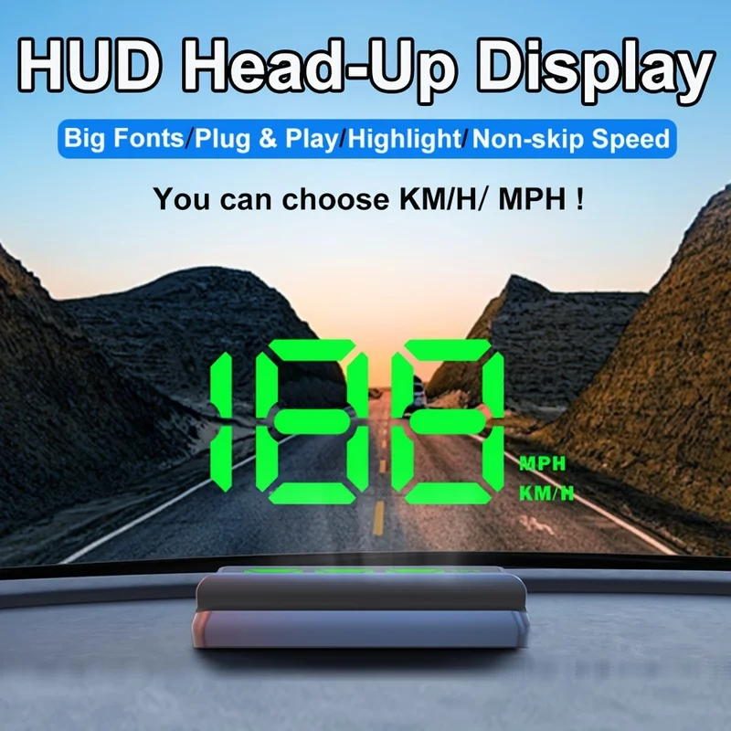 In-car head-up display/Head-up Display+License plate，Supports switching between kilometers and miles！CarHUD，Front windshield spe