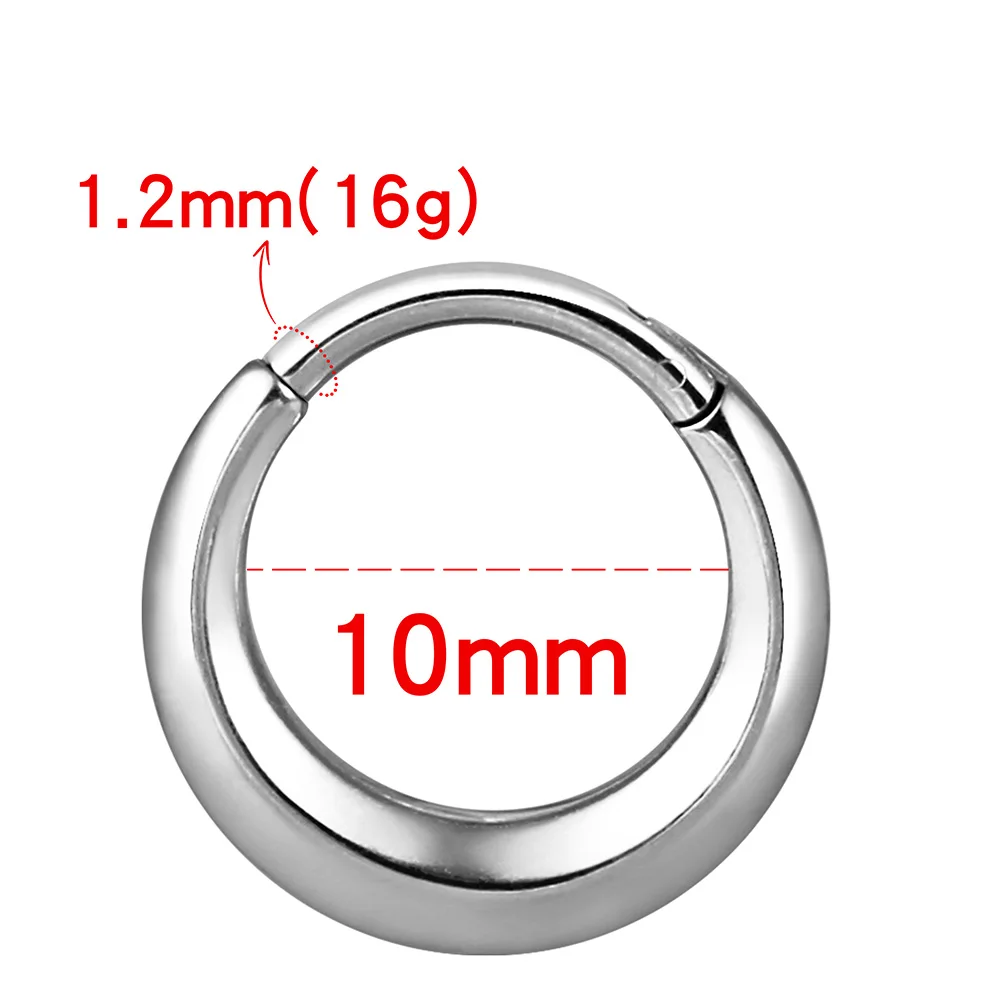Casvort 1PCS Stainless Steel Clip Helix Hoop Nose Ring Tragus Thick Septum Rings Piercing Women Men Body Jewelry Cartilage