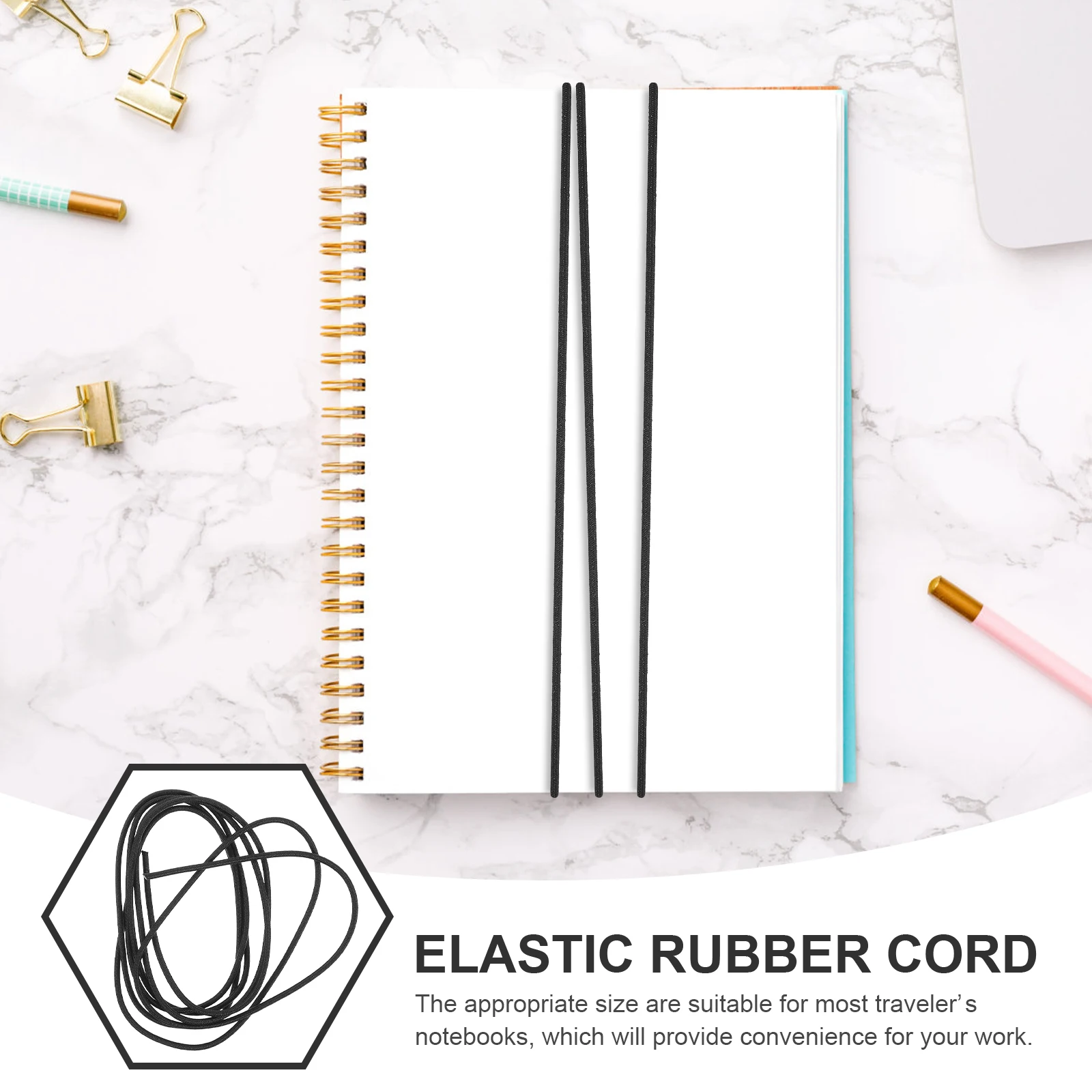 4 قطع من أربطة مطاطية سوداء مقاس A5 لاستبدال دفتر الملاحظات شديد التحمل من النايلون بإبزيم معدني يمكنك صنعه بنفسك ملحقات حساب اليد
