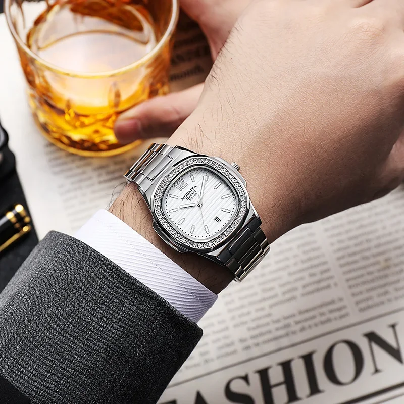 Modemerk Horloges voor Mannen Mode Diamant Luxe Eenvoudige Relatiegeschenken Datum Quartz Klok Relogio Masculino Dropshipping