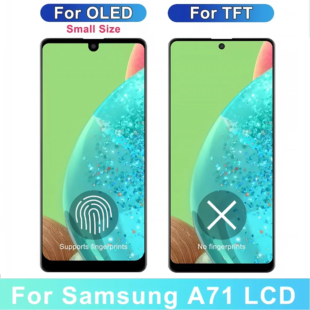 AMOLED For Samsung A71 Display Replacement with Frame, For Samsung A715 A715F A715FD LCD Display Touch Screen Digitizer Assembly