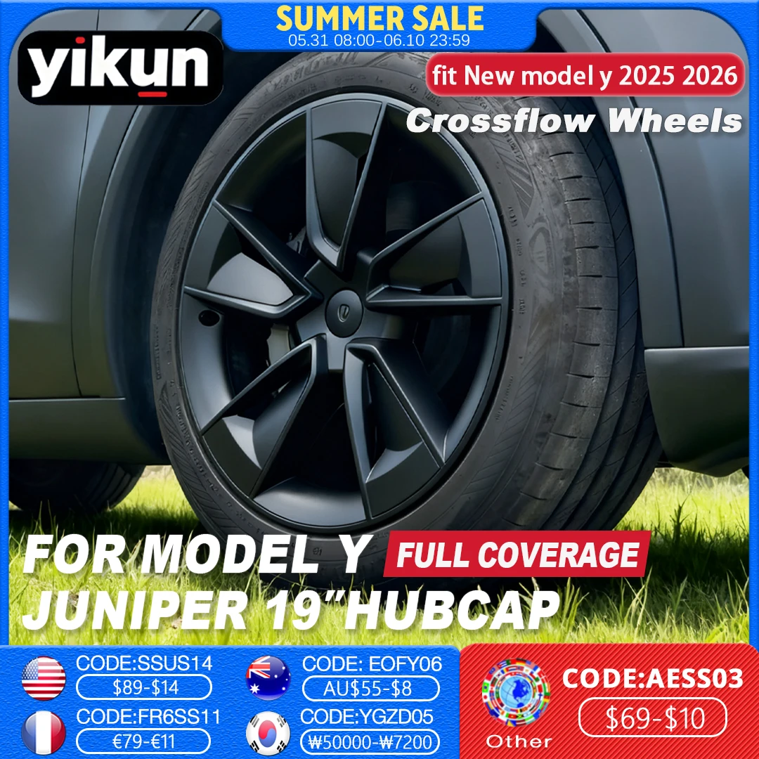 

4PCS Hub Cap 19 Inch for Tesla Model Y Juniper Hubcaps Performance Replacement Crossflow Wheels Cover Full Rim Accessories 2025