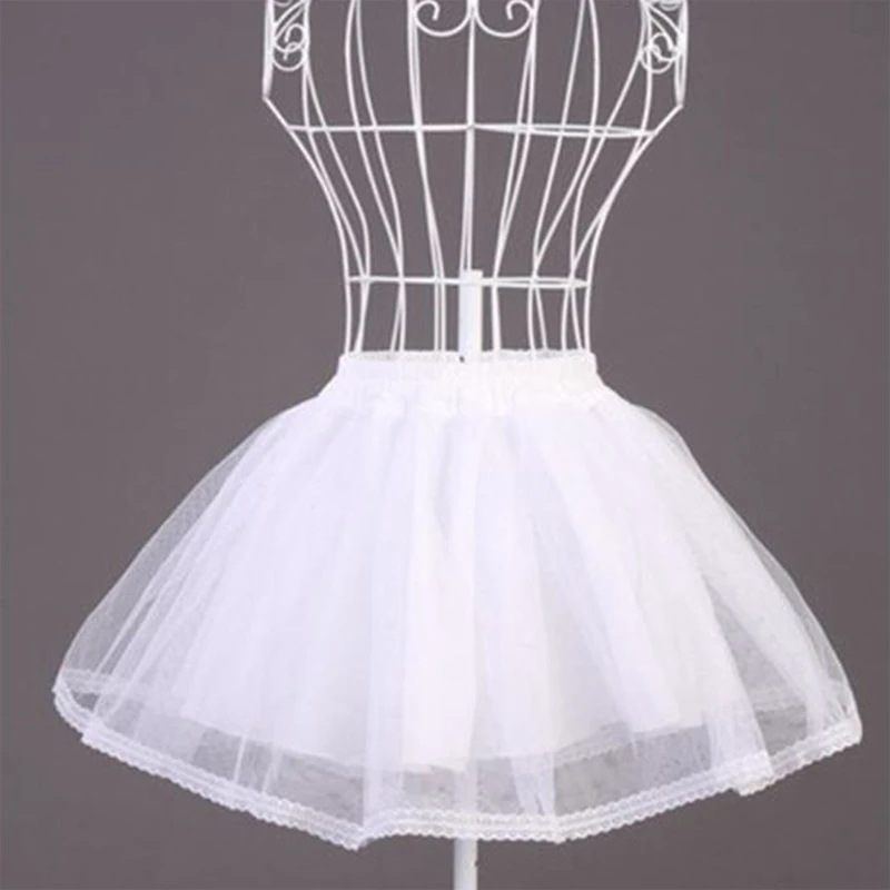 

Women Girls Double Layers Solid Color Short Tulle Petticoats Elastic Waistband A