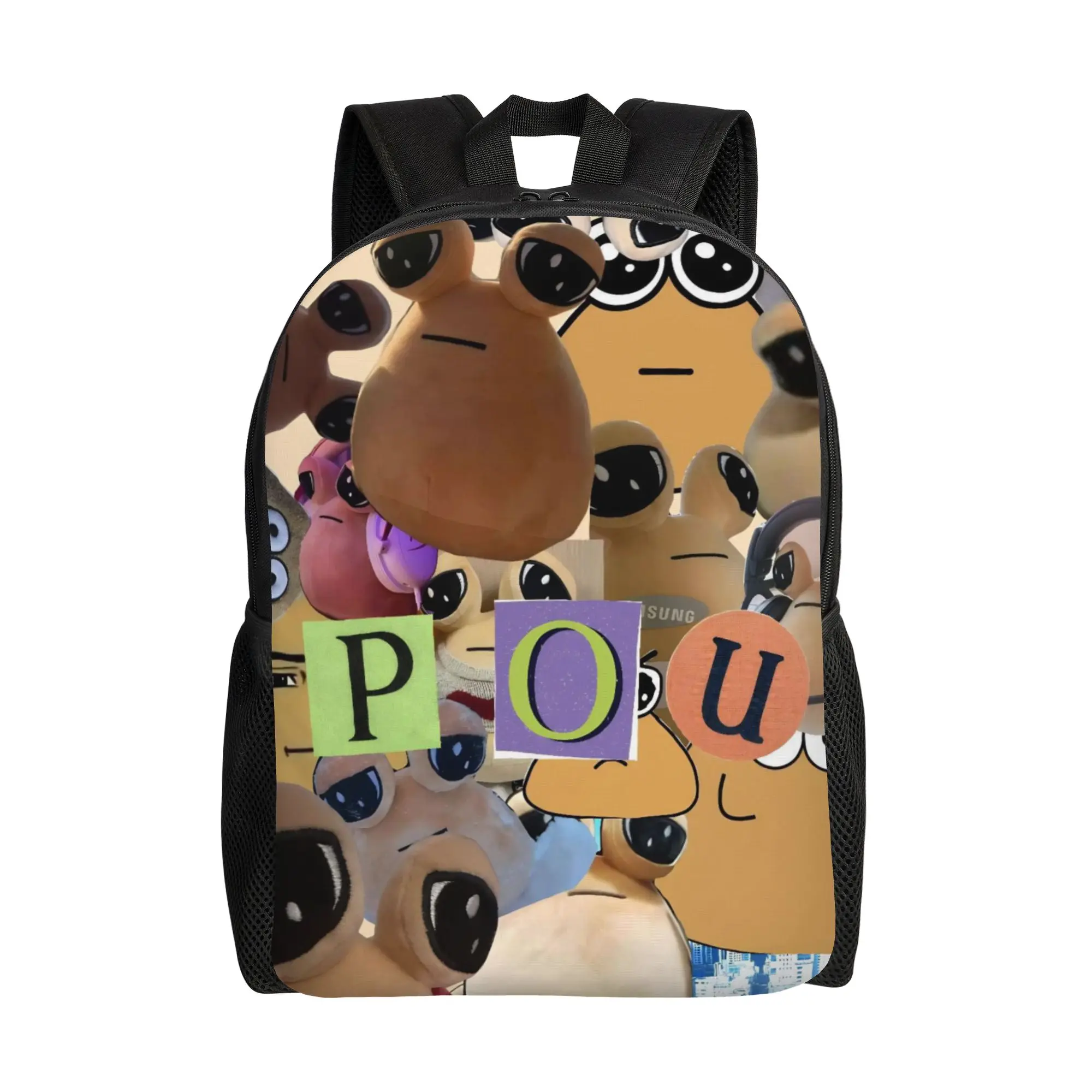 

My Pet Alien Pou Backpack for Men Women Teenage Student Business Daypack Game Cartoon College Canvas Bags Durable