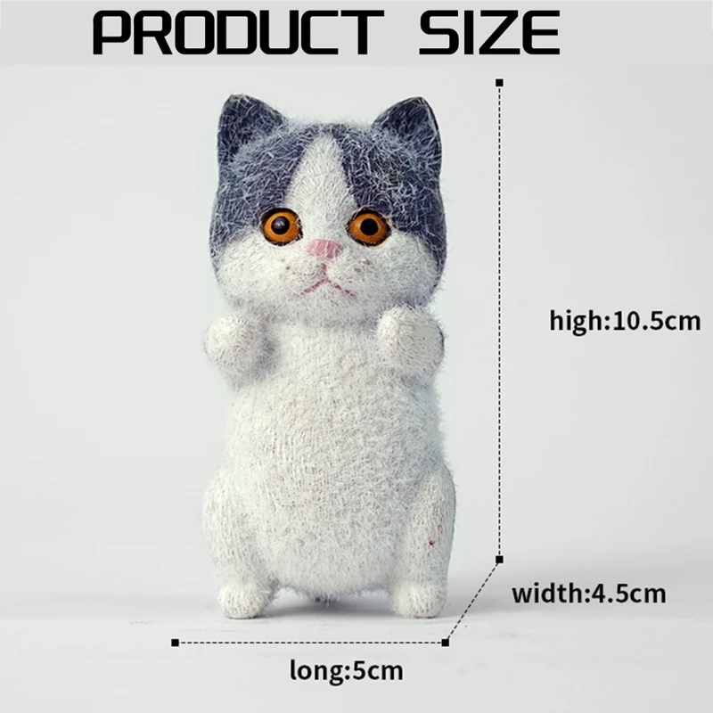 Flocking Resin Cartoon Cats Shape Resin Dolls Tabletop Cute Standing Animal Resin Decoration