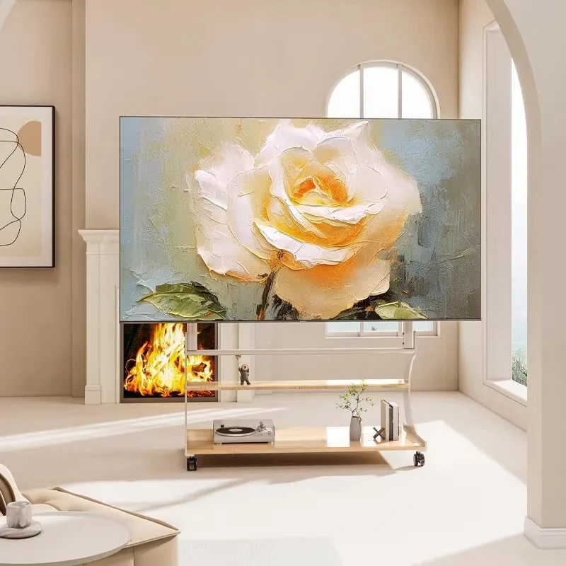 Mobile TV Bracket with Wheels, Art Hanger TV Cabinet for Living Room, Fits 75/85/100 Inch TV