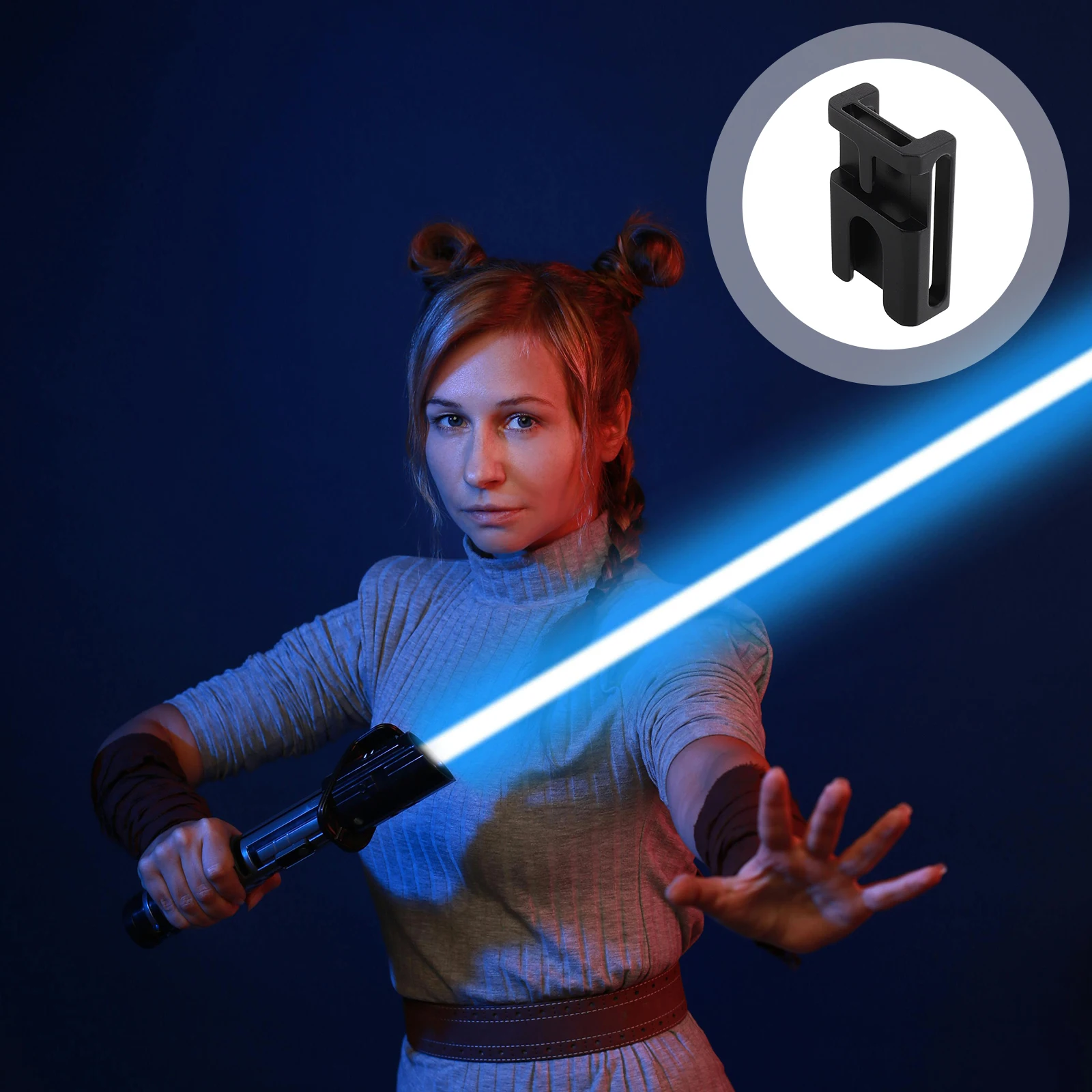 

Lightsaber Buckle Belt Glowing Sword Shine Black Metal Costume Cosplay Accessories