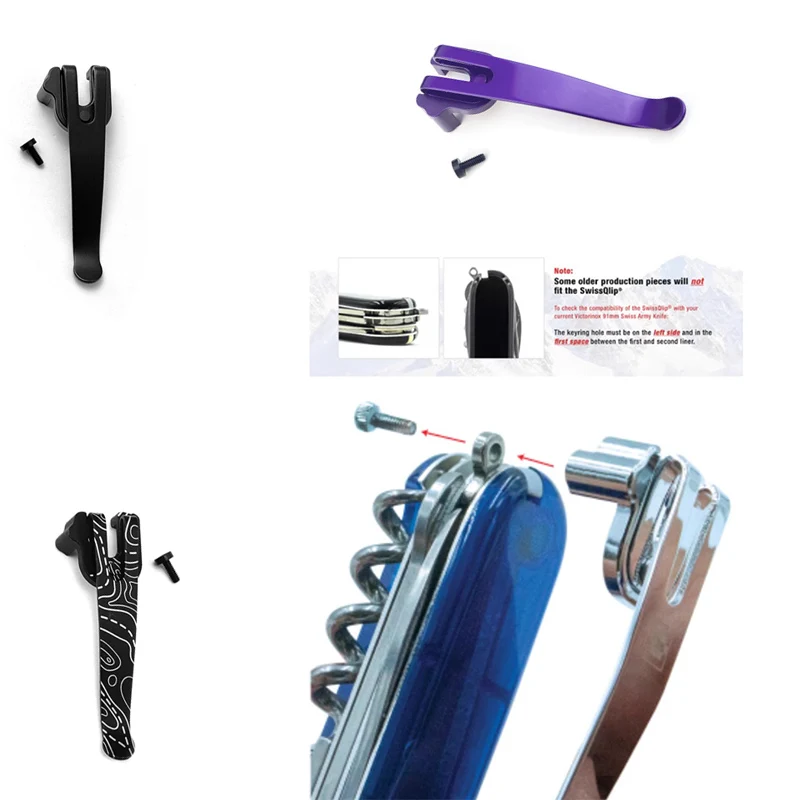 Image of CNC 6-Farben Edelstahl-Material mit Schraubmesser, Taschenclip und Rückenklemme für 91MM Victorinox Schweizer Taschenmesser Ersatzteil