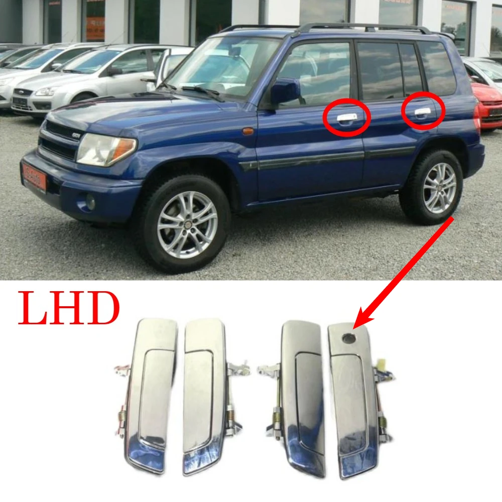4 Pcs LHD Chrome Outside Door Handle for Pajero Pinin IO H60 H70 MR271871 Lock for Lancer 1997-2002 Buckle for CK00 CP00 EA00