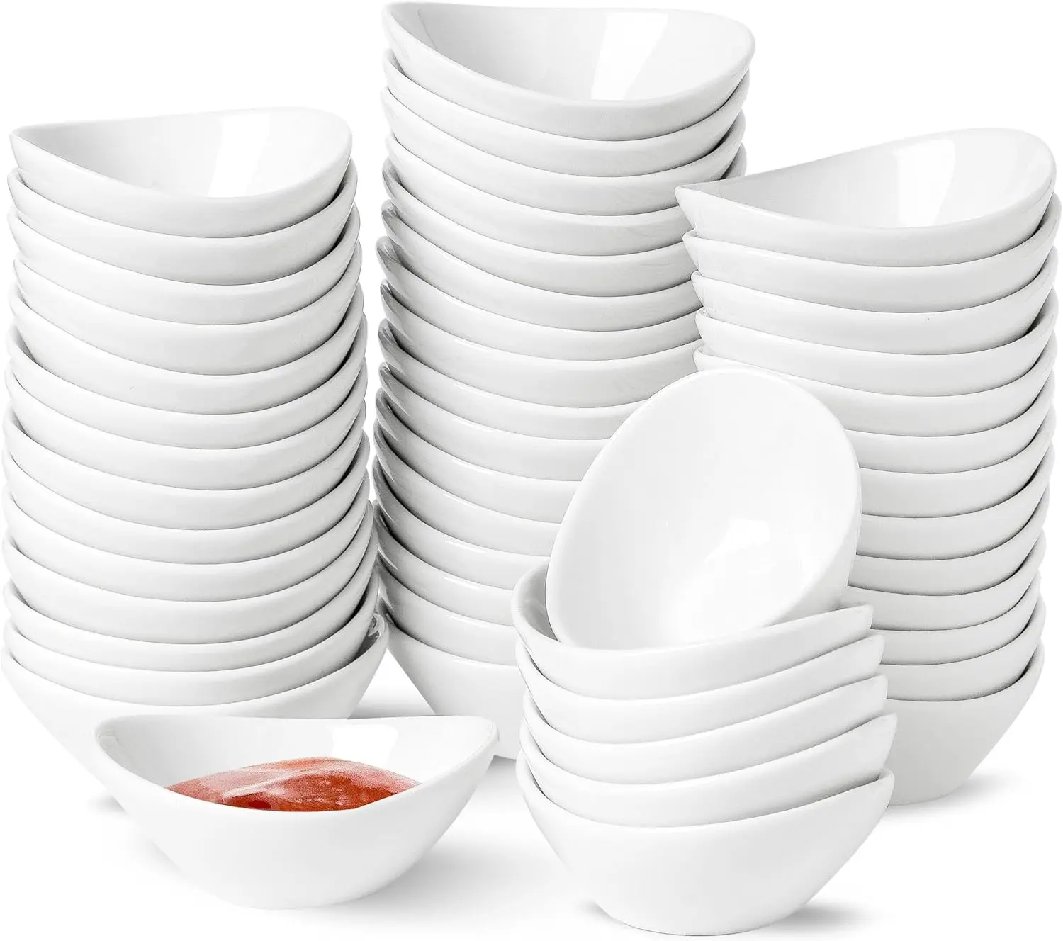 

Ceramic Dipping Bowls, 1.7 Oz Soy Sauce Dishes, Porcelain Mini Bowls for Condiments and Snacks, 50 Pack
