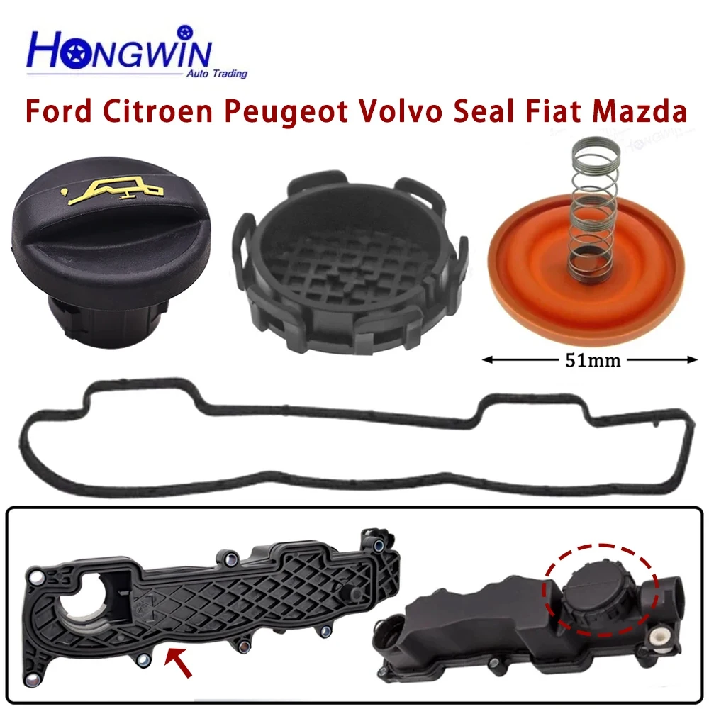 1313806 1254229   Pokrywa zaworu membrany odpowietrzającej PCV do Ford Focus Fiesta Fusion 1.6TDCi 3M5Q6K271AD 1479837 1233714   3M5Q-6K271-AC