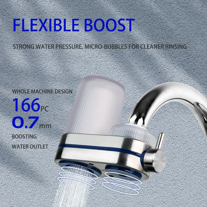 

Faucet Mount Tap Water Faucet Filtration System for Sink with 2 Filter Change Reminder Stainless Steel Water Purifier for Faucet