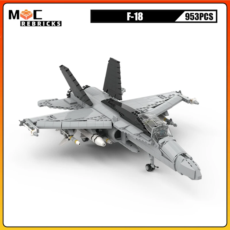 Multi-purpose Military Fighter F-18 Air Support Battle Aircraft MOC Building Block Model DIY Technology Weapon Kid's Bricks Toys