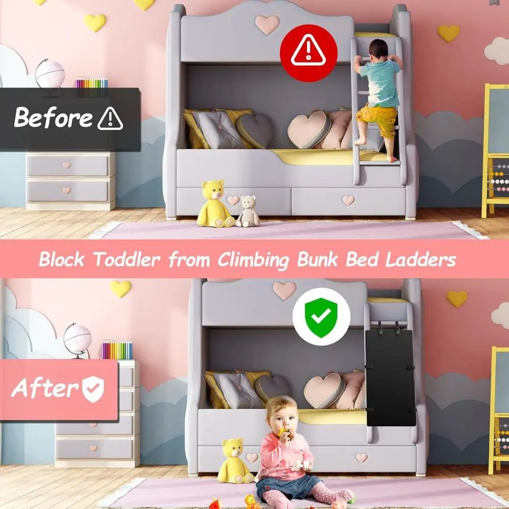 転落防止二段ベッド用はしごカバー-ソフトパッド付き幼児用二段ベッド階段カバー-耐久性のある二段ベッドブロッカー-安全対策