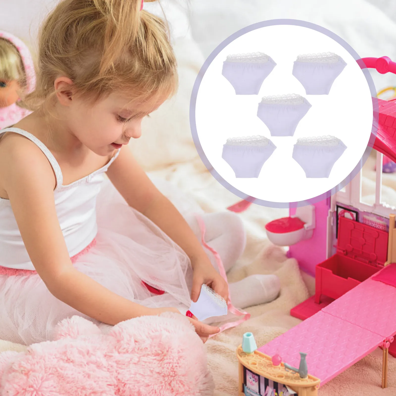 

5 шт. мини-трусики, мягкие, моющиеся, многоразовые, однотонные, легкие, для кукольного домика, аксессуары для одежды