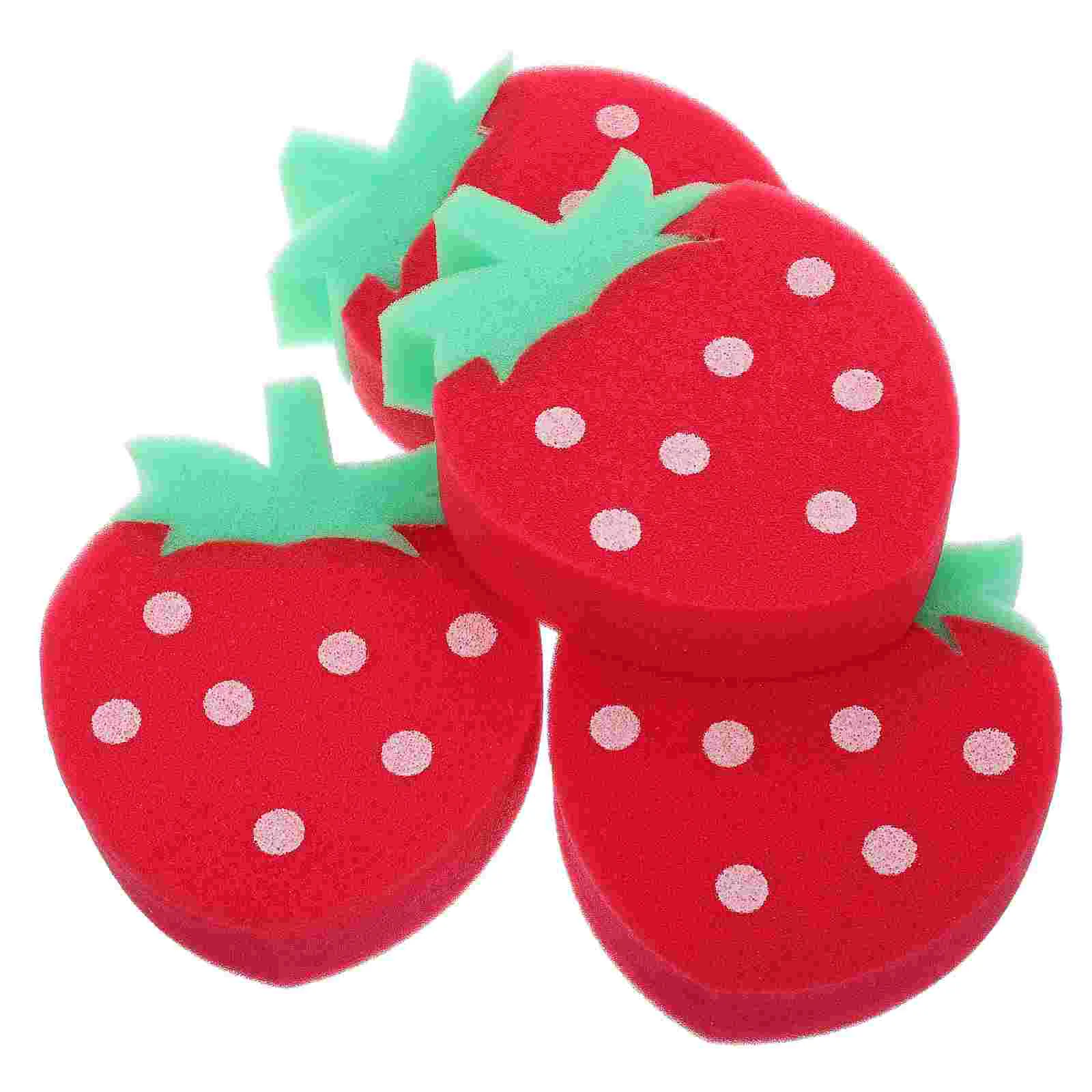 

4 Pcs Strawberry Sponge Brush Scrubber Sponges Fruit Bath Loofah for Kids Cleaning Body