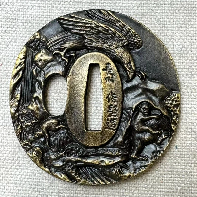 

Отличный меч, подходящий для украшения дома, ножи, часть лезвия, Tsuba Eagle Monkey для японских краев, Katana Sabre Edged