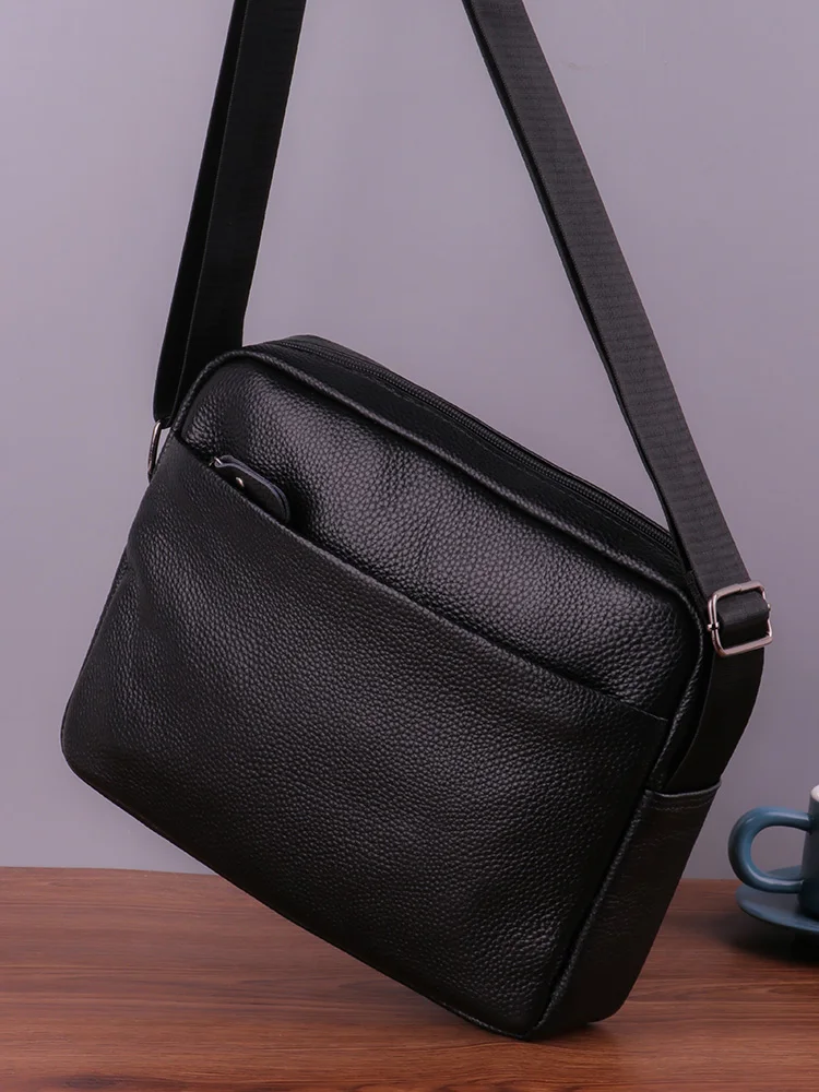 

Мужская сумка через плечо, новинка 2025 года, Busin, высококачественная сумка из воловьей кожи с верхним слоем, сумка на одно плечо, большая вместительная сумка из натуральной кожи...