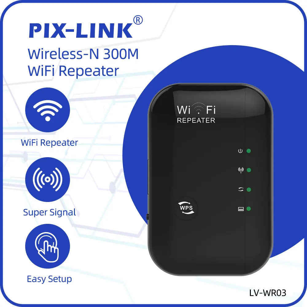 PIX-LINK Wireless WiFi Repeater Wifi Extender Ultraboost Wifi Amplifier Long Range Repiter 300M Wi-Fi Booster Access Point