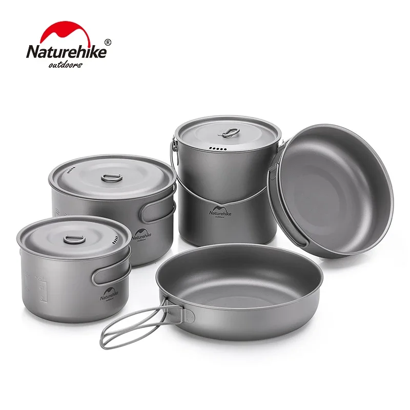 

Naturehike-Lightweight High Strength Titanium Cookware, Portable Frying Pan, Outdoor Picnic, Camping Pot, Self-Cleaning Function