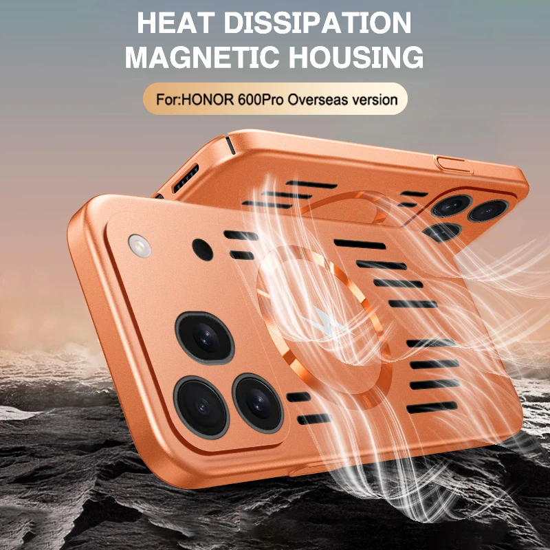Coque de téléphone fine et élégante pour Honor 600 Pro 600Pro 5G, antichoc, avec charge magnétique sans fil, coque arrière rigide pour dissipation de la chaleur