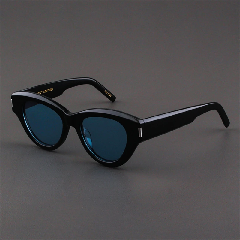 แนวโน้มแฟชั่นหรูหราแว่นตากันแดด Vintage Solid Acetate หนา UV400 Polarized Retro Oval Cat-Eye High Street สไตล์ A + คุณภาพสูง