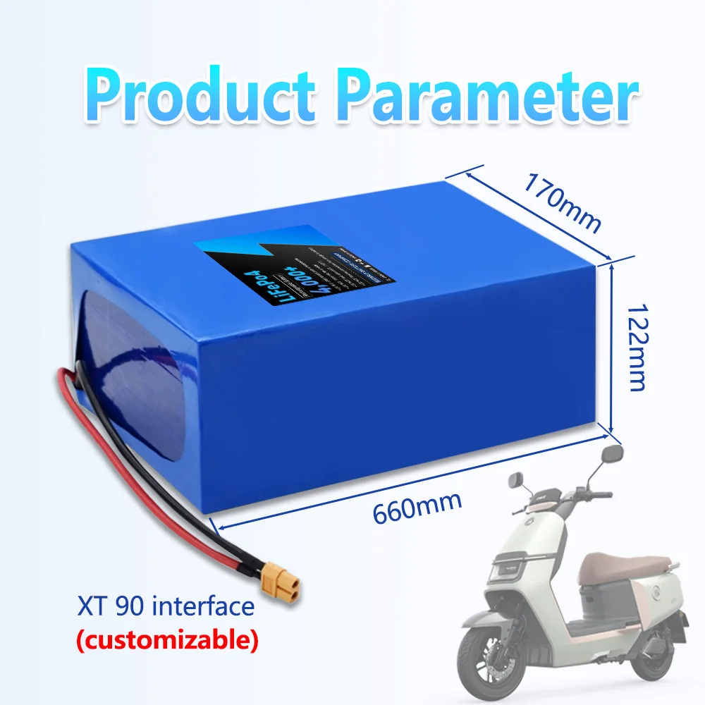 48V 60AH Lifepo4 Lithium Cuboid battery pack  For Electric tricycle sightseeing car Golf cart With 10A Charger