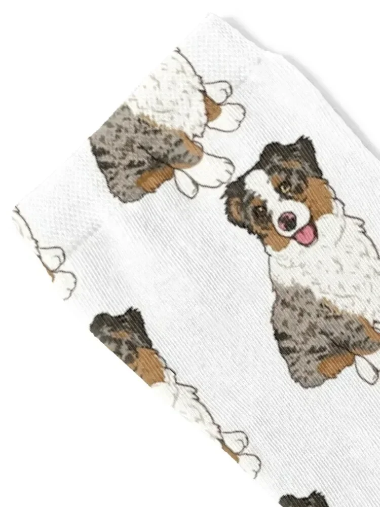 Blue Merle Aussie dog / blue Merle Australian Shepherd Socks Running cute bright garter Rugby Socks For Women Men's