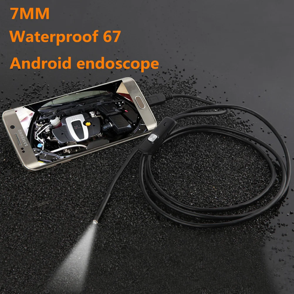 

5m 7mm 6-LED IP67 Waterproof Black Borescope Inspection Camera Otg for Phone Hvac Ear Nose Engine Equipment