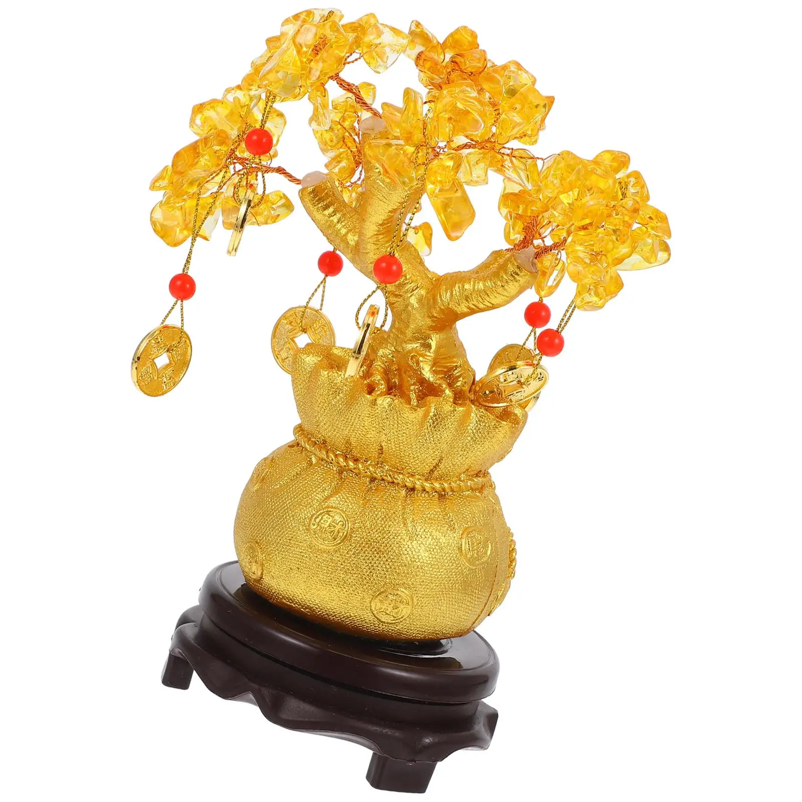 

Crystal Money Bonsai Artificial Money Tree Desktop Ornament Plant Prosperity Wealth Feng Shui Home Office Decor