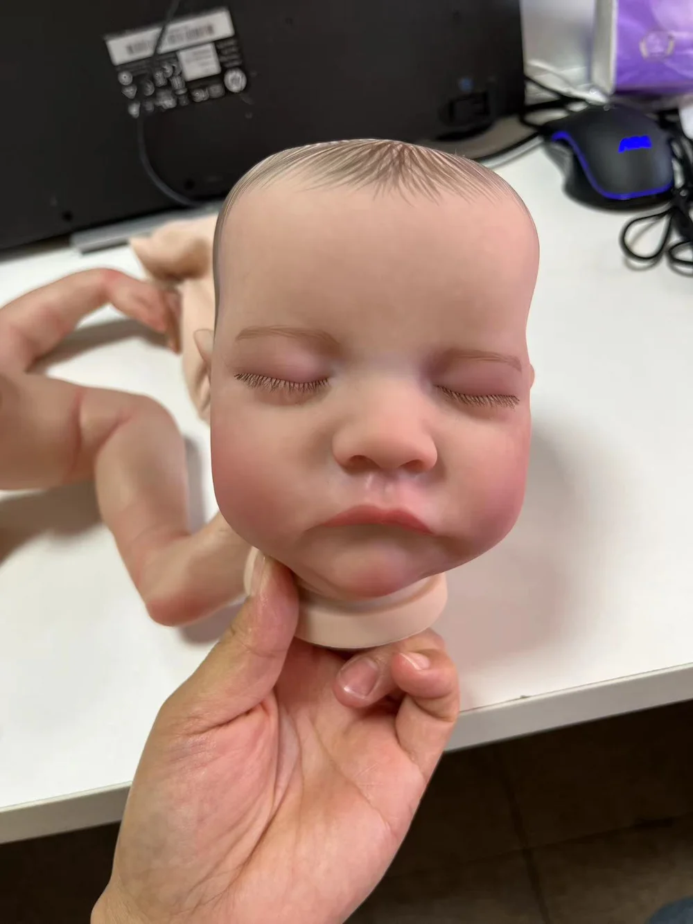 

19inch Already Painted Reborn Kits Levi Sleeping Baby Very Lifelike With Many Details Veins Unassembled Doll Parts with Body