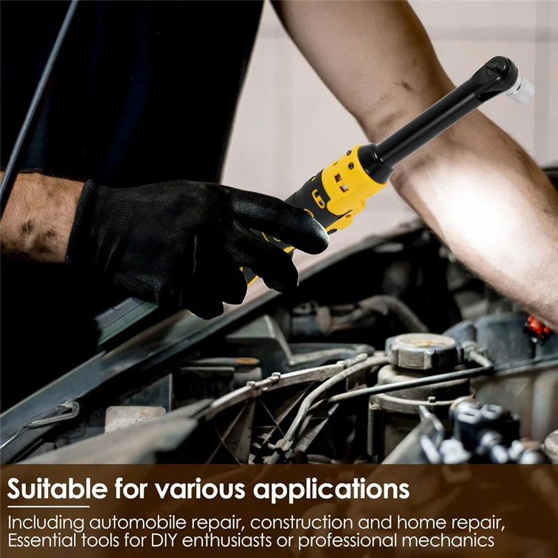 

A74E-Cordless Ratchet Wrench Set Extended Ratchet Tool 3" Extension Bar & 1/4" Adapter, Cordless Ratchet Wrench
