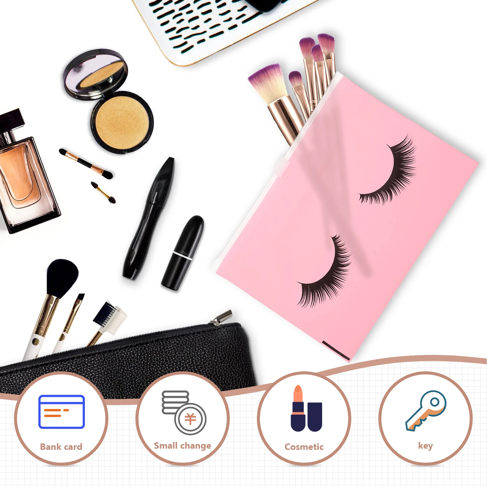 

80pcs Storage Bags Makeup Organizer Travel Toiletry Bag With Zipper Lightweight Durable For Travel Outdoor Use