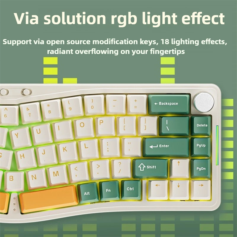 [Hot Sale] 68-Key Pro Mechanical Keyboard Sea Salt Switch Ergonomic 3-Mode Gasket Mount VIA Custom Complete/Kit