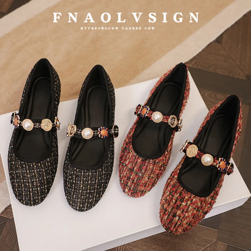 

Женская обувь с декоративной пряжкой из бисера и лоферами в стиле Мэри Джейн, женская обувь на низком каблуке, уличная обувь на плоской подошве, модная и удобная