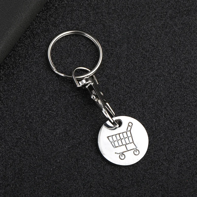 10ピースメタルショッピングトロリーコインホルダーキーホルダーポータブルカートトークンロブスターバックルキーチェーンスーパーマーケットプロモーションギフト用