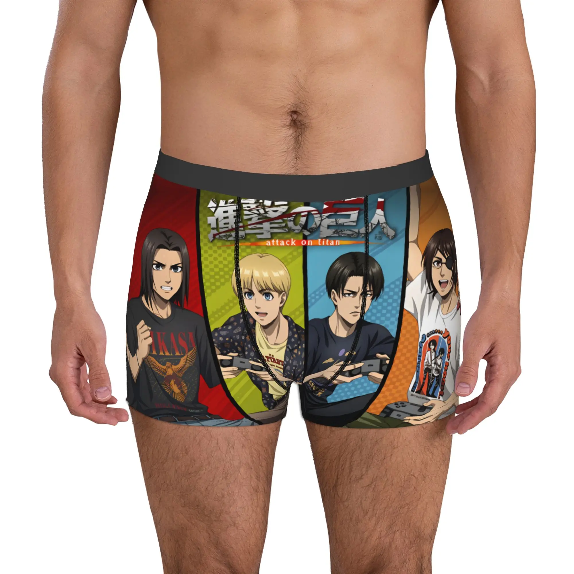 hans-zoe-attack-on-titan-levi-ackerman-boxers-shorts-masculino-eren-yeager-cuecas-engracadas