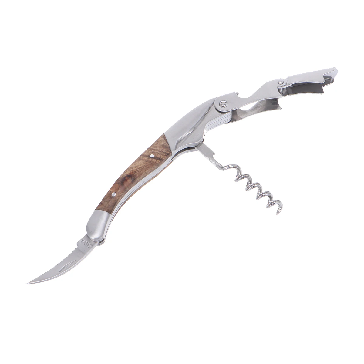 

1pc Stainless Steel Wine Bottle Opener Multifunctional Wooden Handle Corkscrew Foil Cutter For Home Parties Wedding Gifts Wine