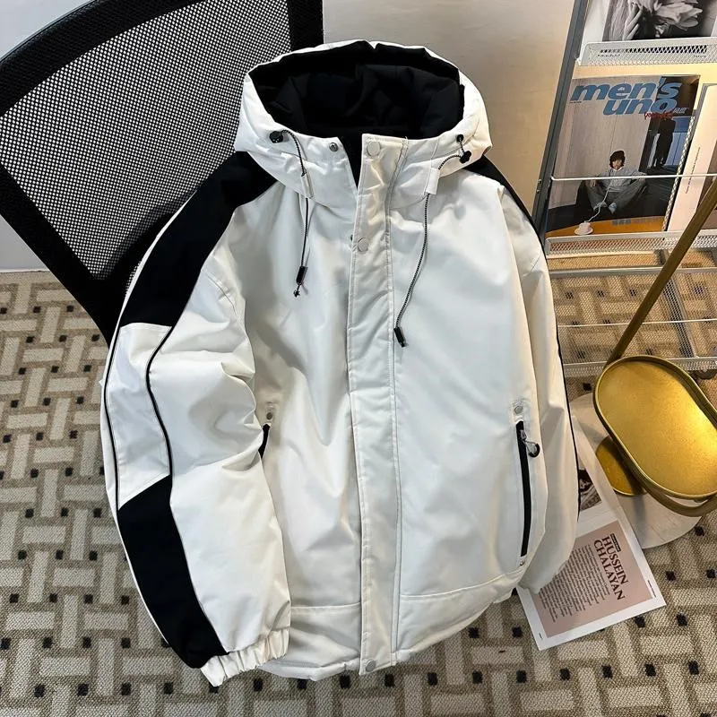 

Trendy Japanese Brand Hooded down Cotton Jaet Thiened Winter Coat for Couples ex Loose Fit Youthful ular Sle