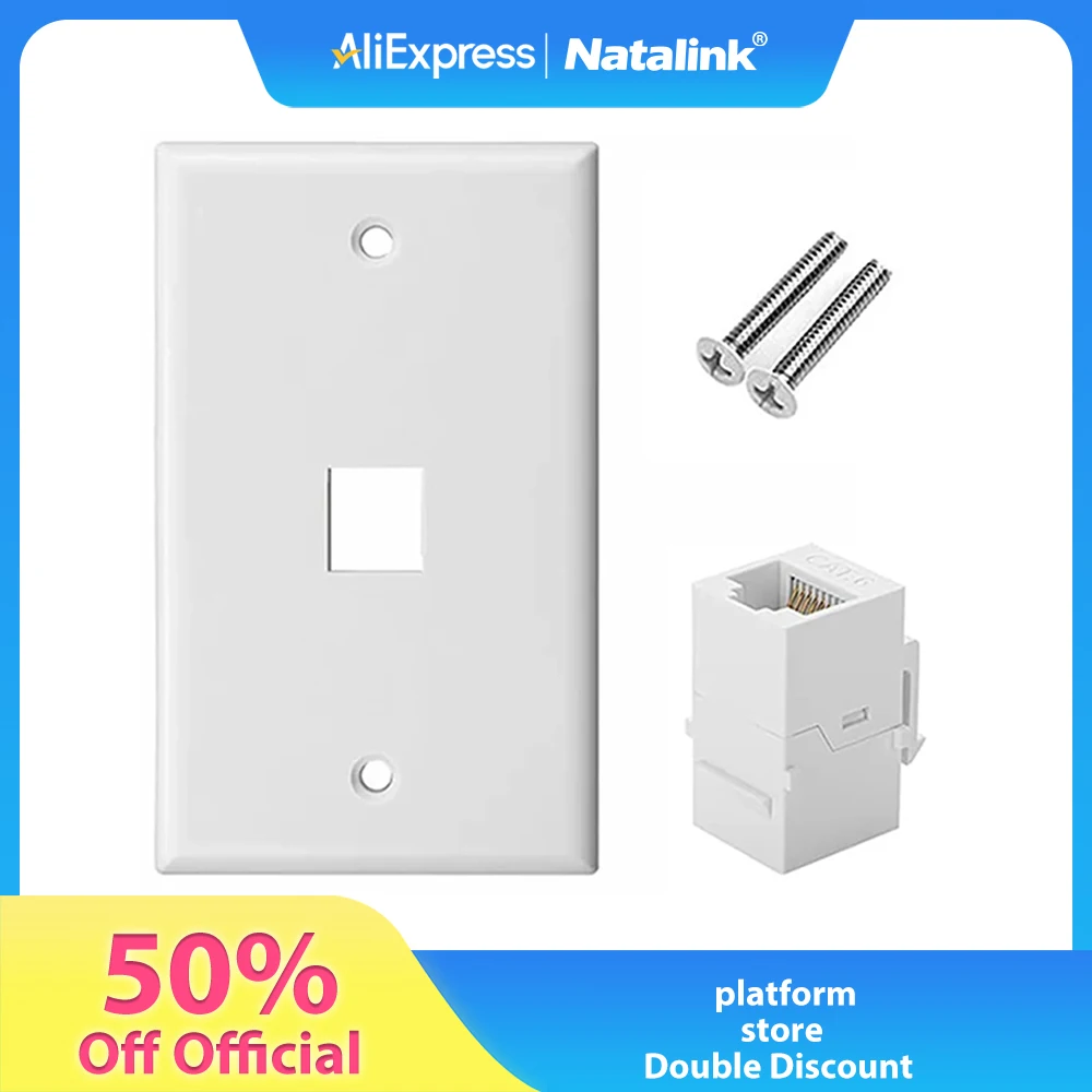 

Natalink 1Pack Cat 6 Ethernet Wall Plate, Ethernet Wall Plate Female-Female Removable Compatible with Cat6/5/5e Ethernet Devices