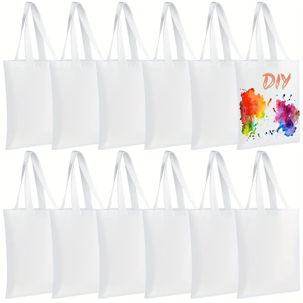 6-Pack Blank White/Black/Beige DIY Canvas Totes,Versatile, Cotton Bags for  Sublimation,Shopping,Crafts, and Gifts